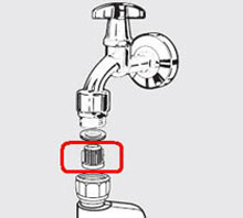 Очистка фильтра шланга подачи воды стирально-сушильной машины Miele, рисунок 1.
