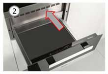 Перекрыты вентиляционные отверстия внутри ящика подогревателя посуды Miele, рисунок 2.